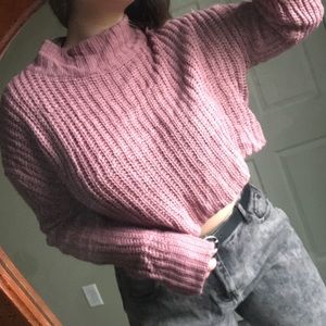 Cropped Mock Turtleneck Sweater